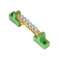 EKF Шина 0 PE 6x9мм 6 отверстий латунь с контактной пластиной 2 зелёных угловых изолятора  PROxima (sn0-63-06-2-pe)