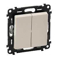 LEGRAND Valena LIFE Переключатель двухклавишный 10А 250В с лицевой панелью Безвинтовые зажимы Слоновая кост (752508 )