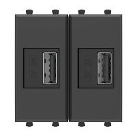 DKC 'USB зарядное устройство модульное, ''Avanti'', ''Черный матовый'', 2 модуля' (4412542)