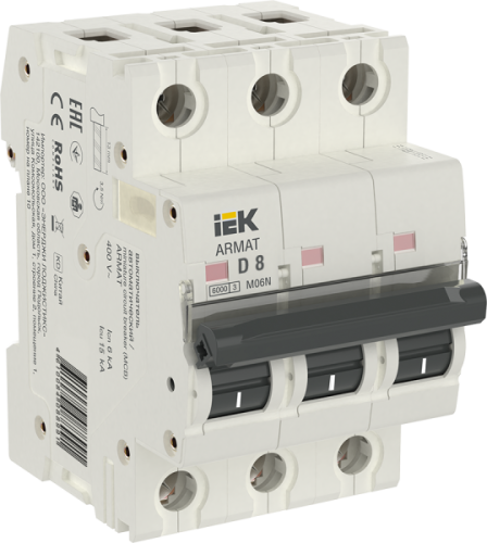 IEK ARMAT Выключатель автоматический трехполюсный D 8А M06N (AR-M06N-3-D008) IEK ARMAT Выключатель автоматический трехполюсный D 8А M06N (AR-M06N-3-D008)