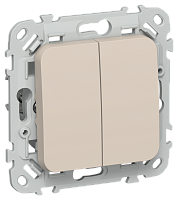FLITE Выключатель 2-клавишный проходной 10А  льняной (FI-V22-0-10-1-K88)