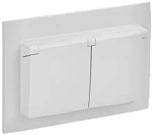 IEK SKANDY Розетка 2-местная и крышкой 16А в сборе IP44 SK-R12W арктический белый  (SK-R26-16-44-K01-F)