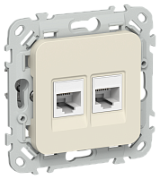 FLITE Розетка 2-местная компьютерная RJ45 категория 5Е UTP  сливочный (FI-K22-1-K86)