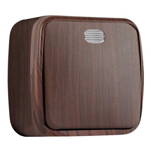 EKF Выключатель 1-клавишный ОП Минск 10А с индикатором темное дерево (EGV10-121-40)