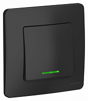 SCHNEIDER ELECTRIC BLANCA скрытой установки одноклавишный выключатель  (cх.1) с подсветкой, 10A, 250B, антрацит (BLNVS010116)