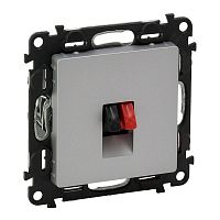 LEGRAND Valena LIFE Аудиорозетка с лицевой панелью пружинные зажимы алюминий (753672 )