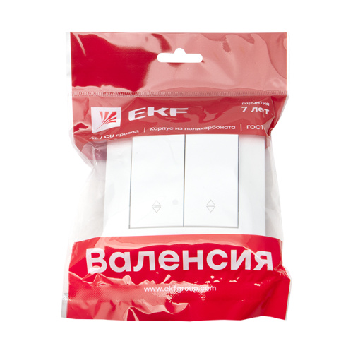 EKF Валенсия выключатель 2-кл. 10А белый проходной EKF PROxima (EWV10-027-10) фото 4