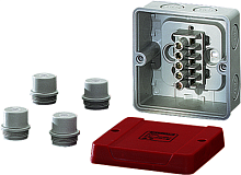 HENSEL Коробка клеммная 5-полюсная 1.5-4 кв.мм красная крышка 98х98х61 IP55/IP65 (D 9245)