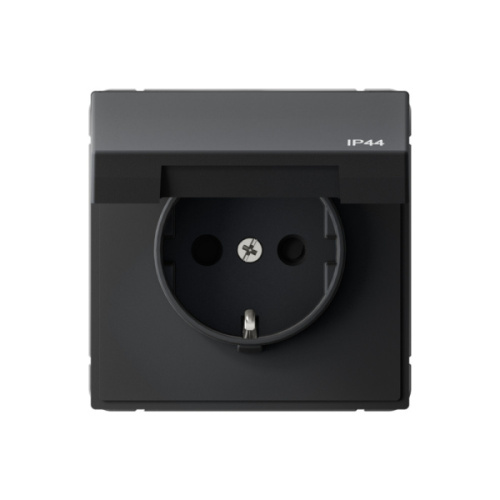 Systeme Electric ARTGALLERY Розетка с заземл. со шт. с крышк, 16А, IP44, механизм, карбон (GAL441046)