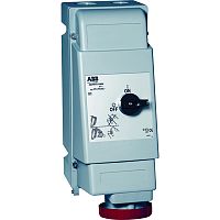 ABB Розетка на поверхность с выключателем и блокировкой 125A 2P+E IP67 для тяжелых условий  (2125 MVS6WH)  (2CMA162739R1000)