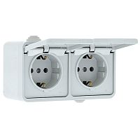 EKF Блок розетка-розетка 16А с/з с крышкой IP44 белая Прага PROxima (EKRR16-050-10-440)