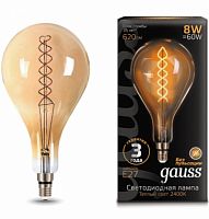 GAUSS Лампа светодиодная LED 8Вт Е27 2400К 620Лм Vintage Filament Flexible A160 E27 160*300mm Golden Gau (150802008)