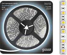 GAUSS Лента светодиодная LED 5050/60-SMD 14.4W 12V DC холодный белый 5м (312000314)