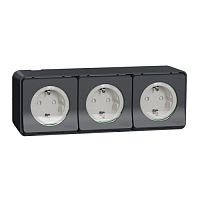 SCHNEIDER ELECTRIC MUREVA S блок из трех розеток открытой устан, винтов. клеммы, антрацит, IP55 (MUR36038)