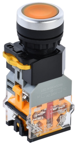 IEK Кнопка D8-11D d=22мм 1з+1р с подсветкой желтая (BBT30-11D-3-12-K05)