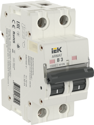 IEK ARMAT Выключатель автоматический двухполюсный B 3А M10N (AR-M10N-2-B003)