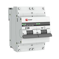 EKF Автоматический выключатель 2P 20А (C) 10kA ВА 47-100  PROxima (mcb47100-2-20C-pro)