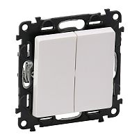 LEGRAND Valena LIFE Переключатель двухклавишный 10А 250В с лицевой панелью Безвинтовые зажимы Белый (752408 )