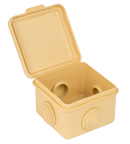 EKF Коробка распаячная КМР-030-036 пылевлагозащитная, 4 мембранных ввода  (73х73х49) светлое дерево  (plc-kmr2-030-036-s) фото 2