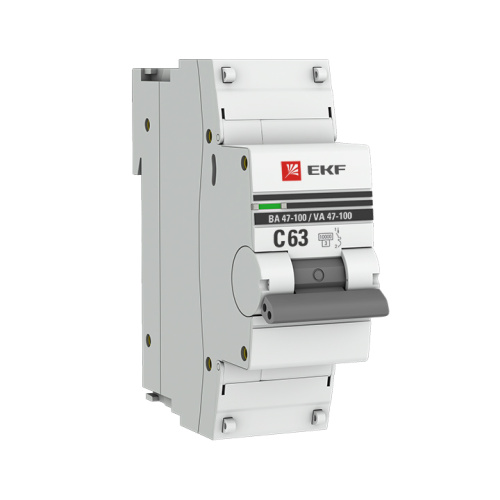 EKF Автоматический выключатель ВА 47-100 1P 63А  (C) 10kA  PROxima (mcb47100-1-63C-pro)