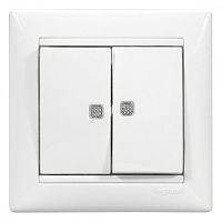 LEGRAND VALENA Выключатель двухклавишный 10A с индикацией белый (774213 )