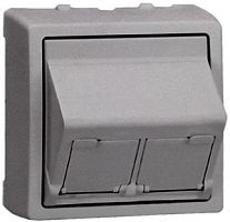 SIMON Адаптер на 2 RJ45(12) 75528-, 75540-, 75541-, 75544-39, 75542-30, наклон., S73L, алюминий (73086-63)