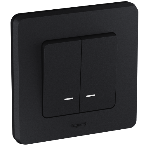 LEGRAND INSPIRIA Выключатель двухклавишный с подсветкой/индикацией   для скрытого монтажа, цвет &quot;Антрацит&quot;, номинальный ток 10 А, напряжение ~250В (673633) фото 5