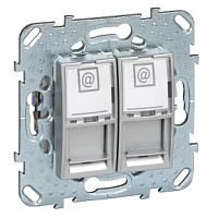 SCHNEIDER ELECTRIC UNICAtop Розетка компьютерная 2хRJ45 в рамку алюминий (MGU5.2424.30ZD)