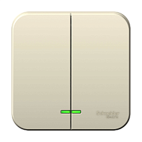 SCHNEIDER ELECTRIC Выключатель наружный двухклавишный BLANCA  (cх.5) с подстветкой, изолирующей пластиной, 6а, 250В, мо (BLNVA065112)