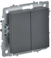 IEK BRITE Выключатель 2-клавишный перекрестный 10А ВС10-2-3-БрГ графит  (BR-V23-0-10-K53)