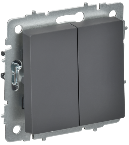 IEK BRITE Выключатель 2-клавишный перекрестный 10А ВС10-2-3-БрГ графит  (BR-V23-0-10-K53)