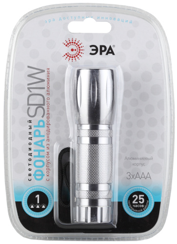 ЭРА SD1W Фонарь  1x1W LED, алюм, 3хААА, бл  (20/120/1440)  (C0027215) фото 4