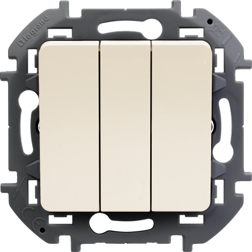 LEGRAND INSPIRIA Выключатель трехклавишный   для скрытого монтажа, цвет "Слоновая кость", увеличенный номинальный ток 20 А, напряжение ~250В. (673641) фото 4