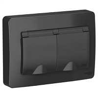 SCHNEIDER ELECTRIC BLANCA скрытой установки IP 44 розетка двойная с заземлением со шторками, 16А, 250В, антрацит (BLNRS441126)