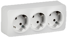 IEK GLORY Розетка 3-местная для открытой установки с заземлением без защитных шторок 16А РС23-3-ХБм белый матовый  (ERH31-K01M-16)
