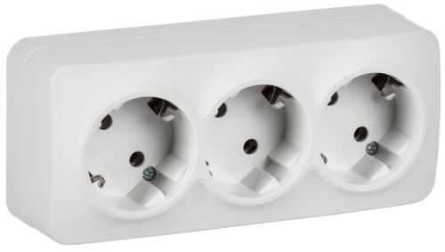 IEK GLORY Розетка 3-местная для открытой установки с заземлением без защитных шторок 16А РС23-3-ХБм белый матовый  (ERH31-K01M-16)