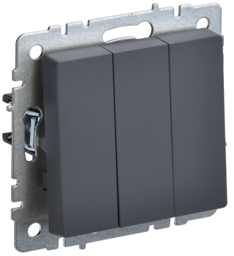 IEK BRITE Выключатель трехклавишный 10А ВС10-3-0-БрГ графит (BR-V30-0-10-K53) IEK BRITE Выключатель трехклавишный 10А ВС10-3-0-БрГ графит (BR-V30-0-10-K53)