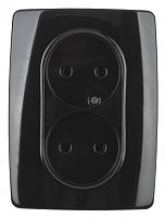 ЭРА Розетка 2X2P, 16A-250В, , чёрный, 12-2107-06 (Б0031243)