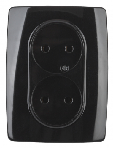 ЭРА Розетка 2X2P, 16A-250В, , чёрный, 12-2107-06 (Б0031243)