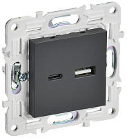 IEK SKANDY Розетка USB A+C 18Вт SK-R13T титан  (SK-U22-018-K48)