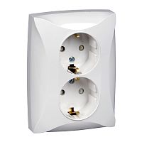 SCHNEIDER ELECTRIC ДУЭТ Розетка двойная с заземлением со шторками белая (WDE000126)