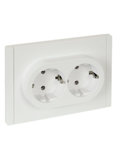 IEK FORTE&PIANO Розетка 2-местная с заземлением без защитных шторок безвинтовое крепление 16А FP224 белый  (FP-R21-16-1-K01)