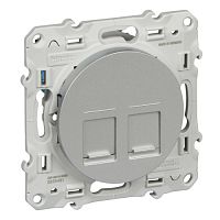 SCHNEIDER ELECTRIC ODACE Розетка компьютерная 2хRJ45 категория 5 алюминий (S53R481)