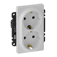 LEGRAND Valena LIFE Розетка силовая двойная 2х2К+З 16А 250В с лицевой панелью безвинтовые зажимы белая (753127 )
