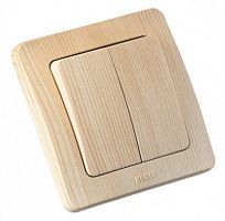 HEGEL Выключатель двухклавишный скрытый сосна 16А (ВС16-351-02)