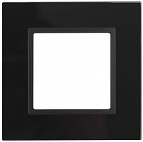 ЭРА Рамка на 1 пост, стекло,  Elegance, чёрный+антр, 14-5101-05 (Б0034474)