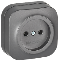 IEK GLORY Розетка 1-местная для открытой установки без заземления без защитных шторок 10А РС20-2-ХСм сталь матовый  (ERH10-K46M-10)