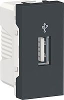 SCHNEIDER ELECTRIC Коннектор USB UNICA MODULAR 1 модуль антрацит (NU342954)