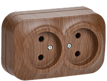 IEK GLORY Розетка двухместная наружная без заземления дуб (ERH20-K24-10)