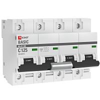 EKF Автоматический выключатель 4P 125А (C) 10kA ВА 47-100  Basic (mcb47100-4-125C-bas)